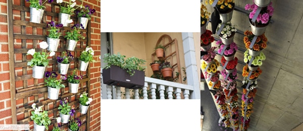 un jardin pour balcon avec des pots de fleurs